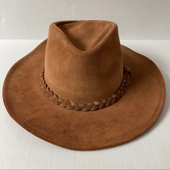 Henschel Suede Leather Braided Brown Cowboy Western Hat Size Medium main image 5